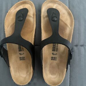 Birkenstock Black and Tan Thong Sandals